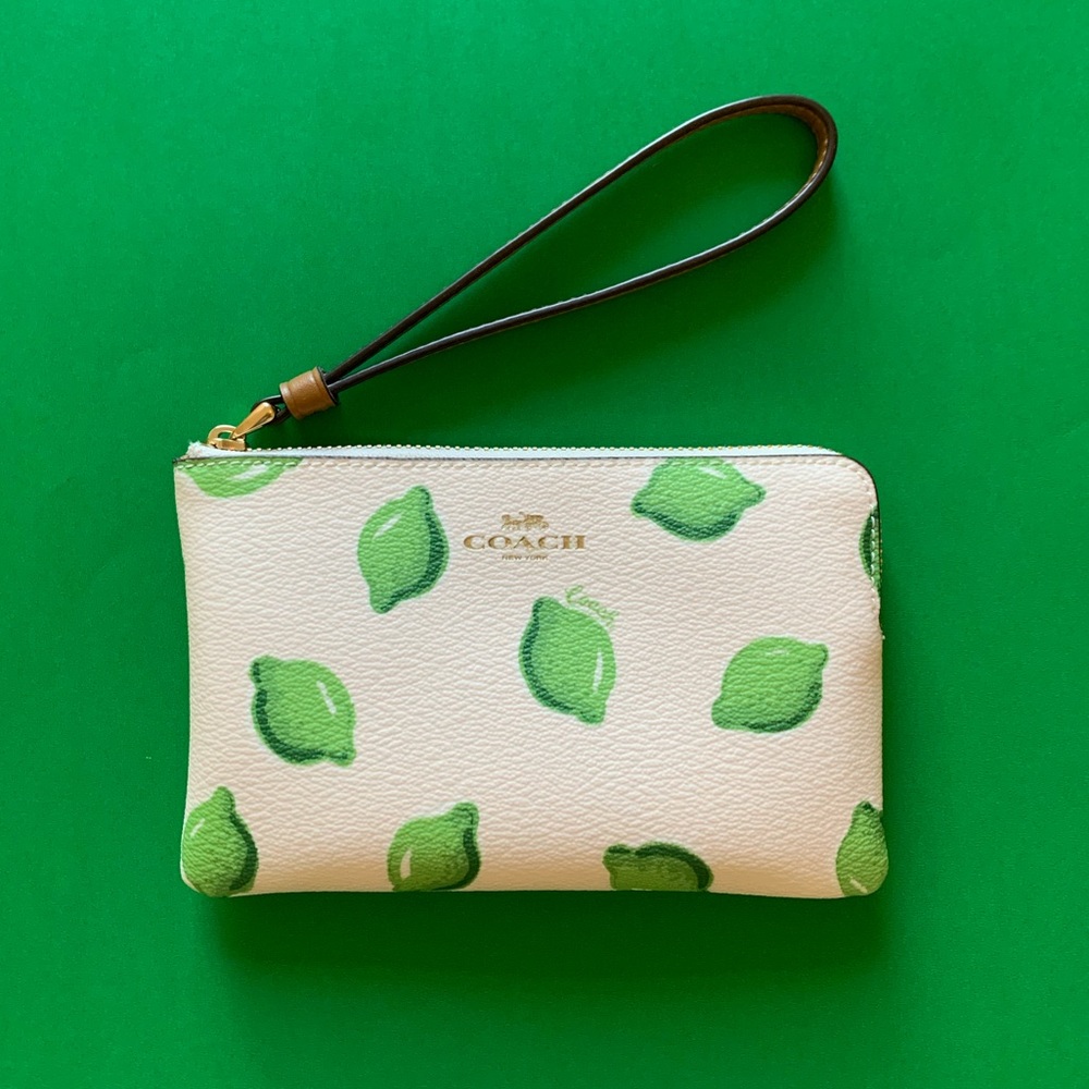 Lime print coach wristlet🍋
